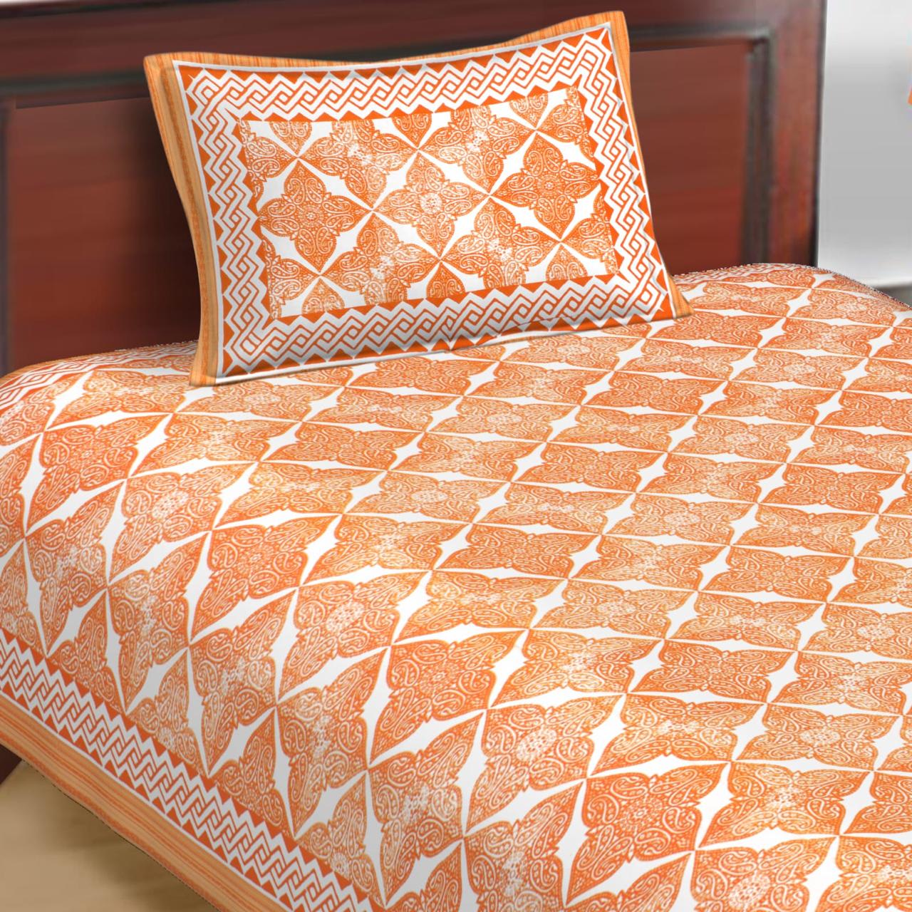 Jaipuri Prints Cotton Single Bedsheet (Multicolor)
