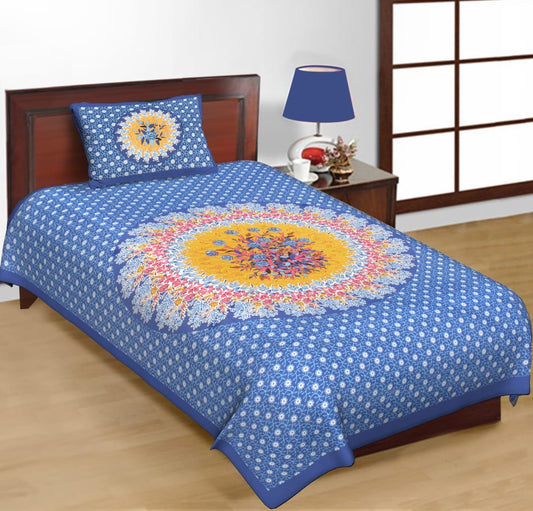 Jaipuri Prints Cotton Single Bedsheet (Multicolor)