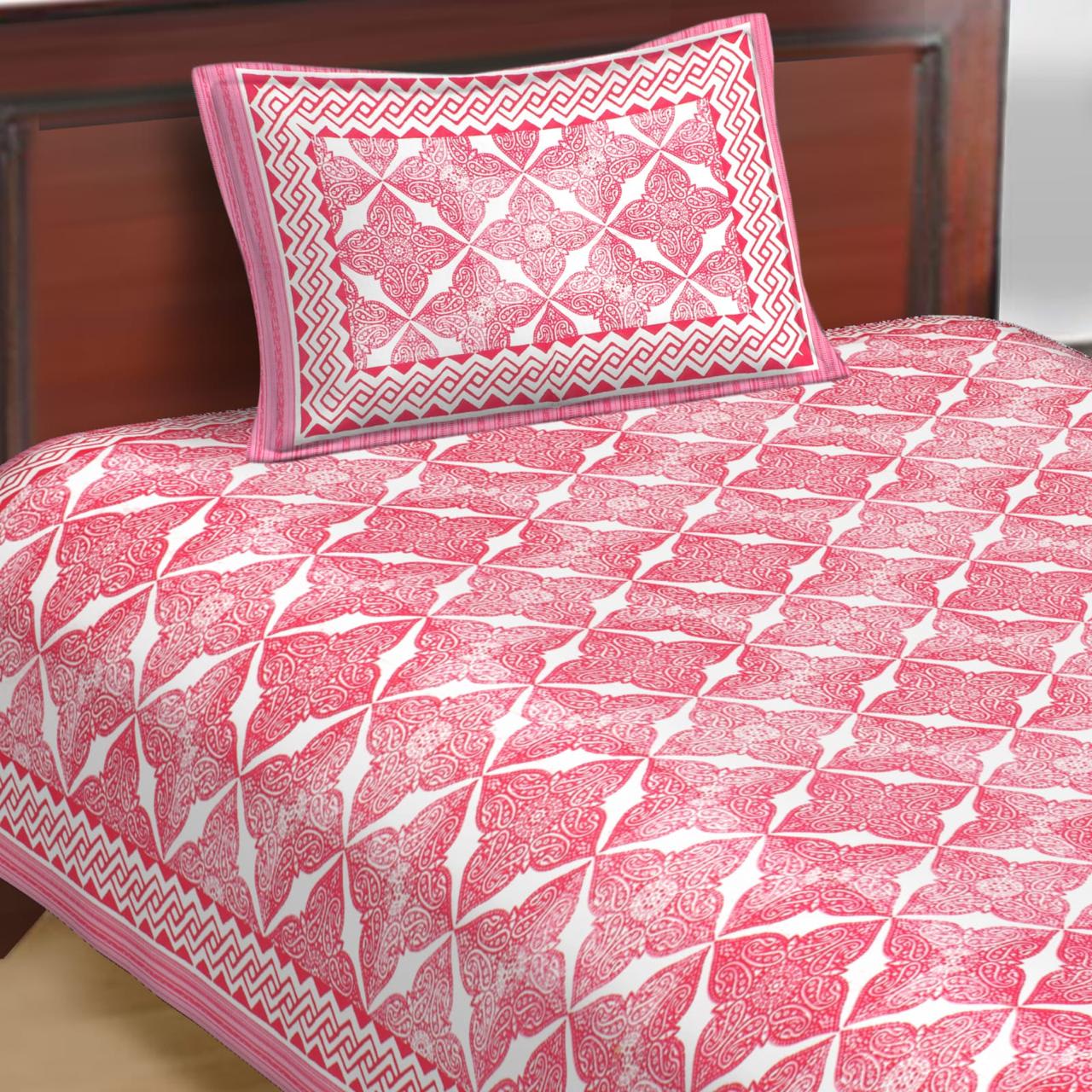 Jaipuri Prints Cotton Single Bedsheet (Multicolor)