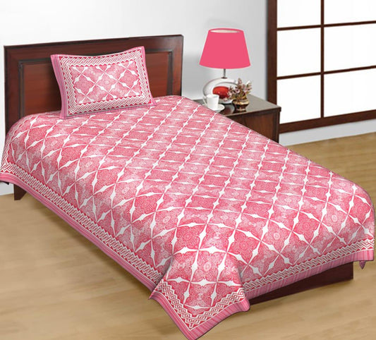 Jaipuri Prints Cotton Single Bedsheet (Multicolor)