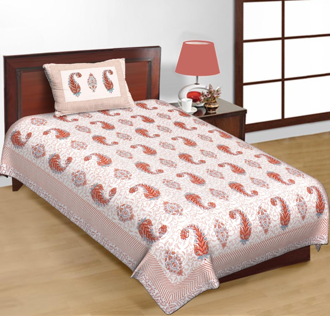 Jaipuri Prints Cotton Single Bedsheet (Multicolor)