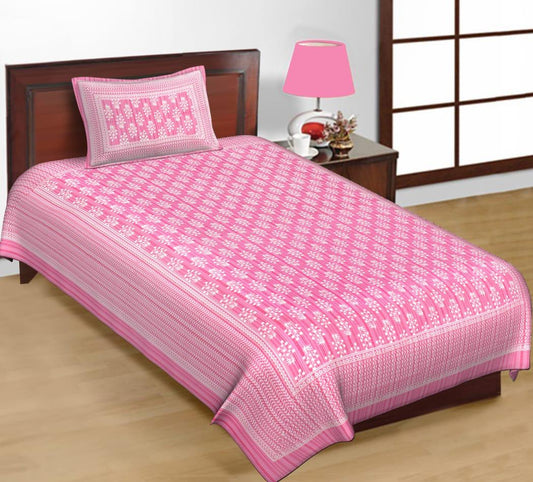 Jaipuri Prints Cotton Single Bedsheet (Multicolor)