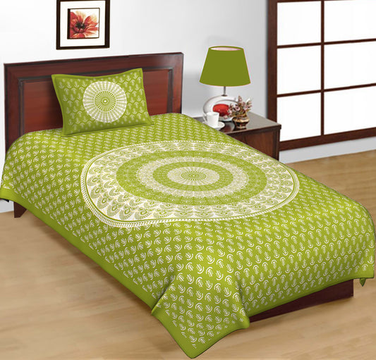 Jaipuri Prints Cotton Single Bedsheet with 1 pillow cover