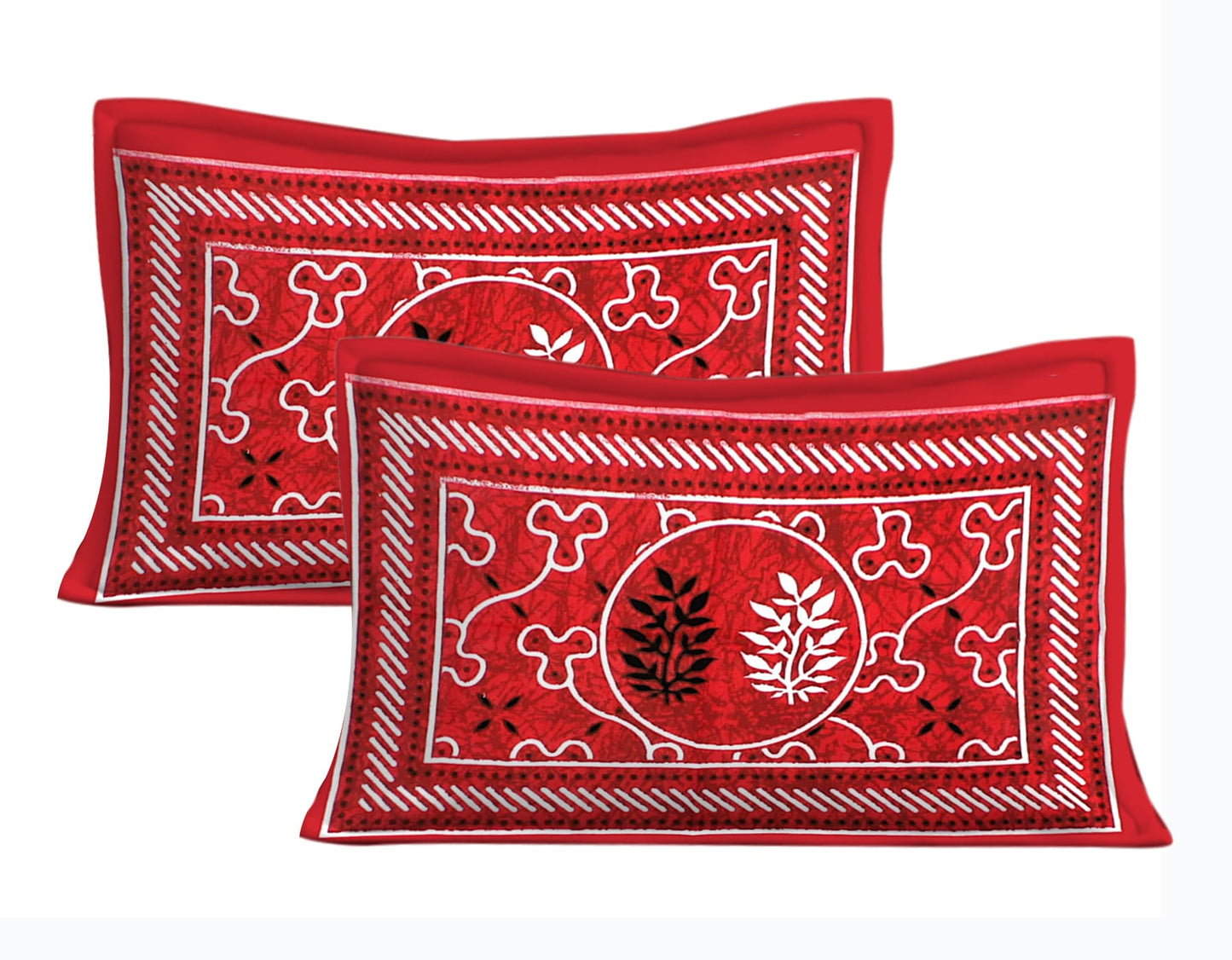 Jaipuri Traditional Double Bed Bedsheet with 2 Pillow Covers