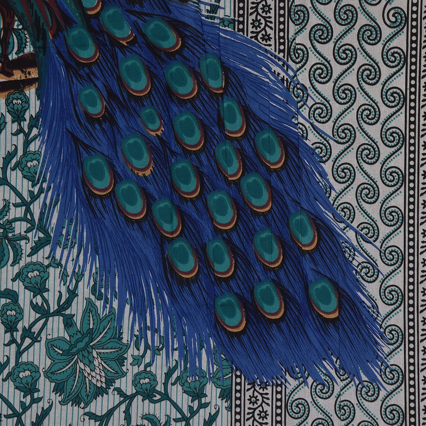 Jaipuri  Prints Cotton Single Bedsheet (Green)