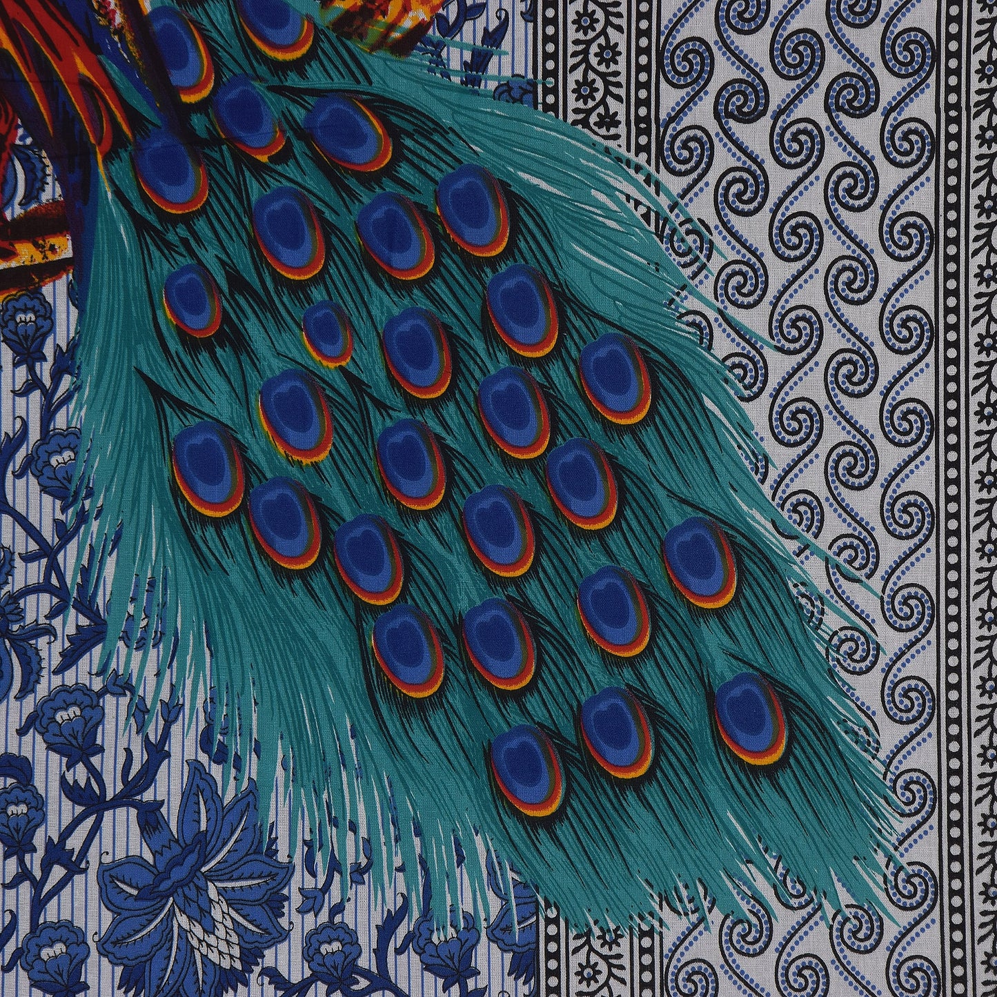 Jaipuri  Prints  Cotton Single Bedsheet (Blue)