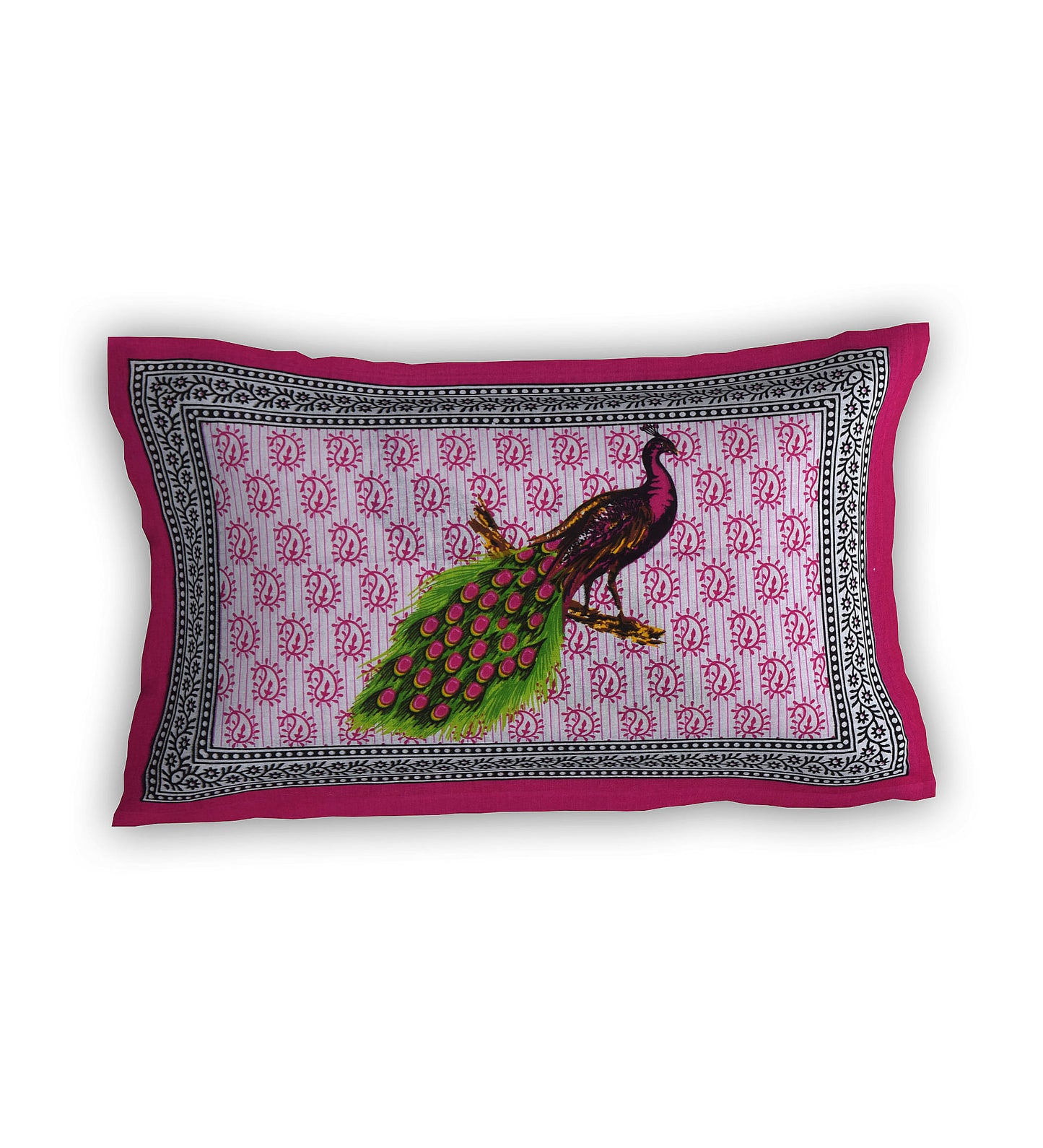 Jaipuri  Prints  Cotton Single Bedsheet (Pink)