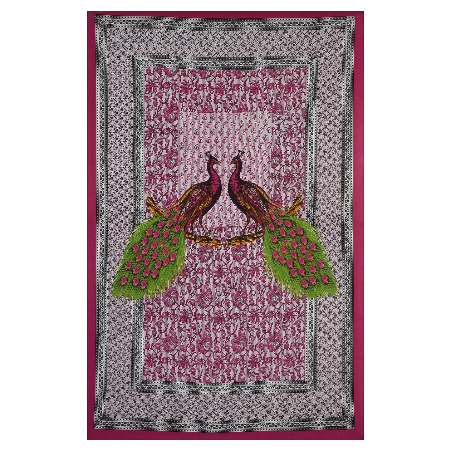 Jaipuri  Prints  Cotton Single Bedsheet (Pink)