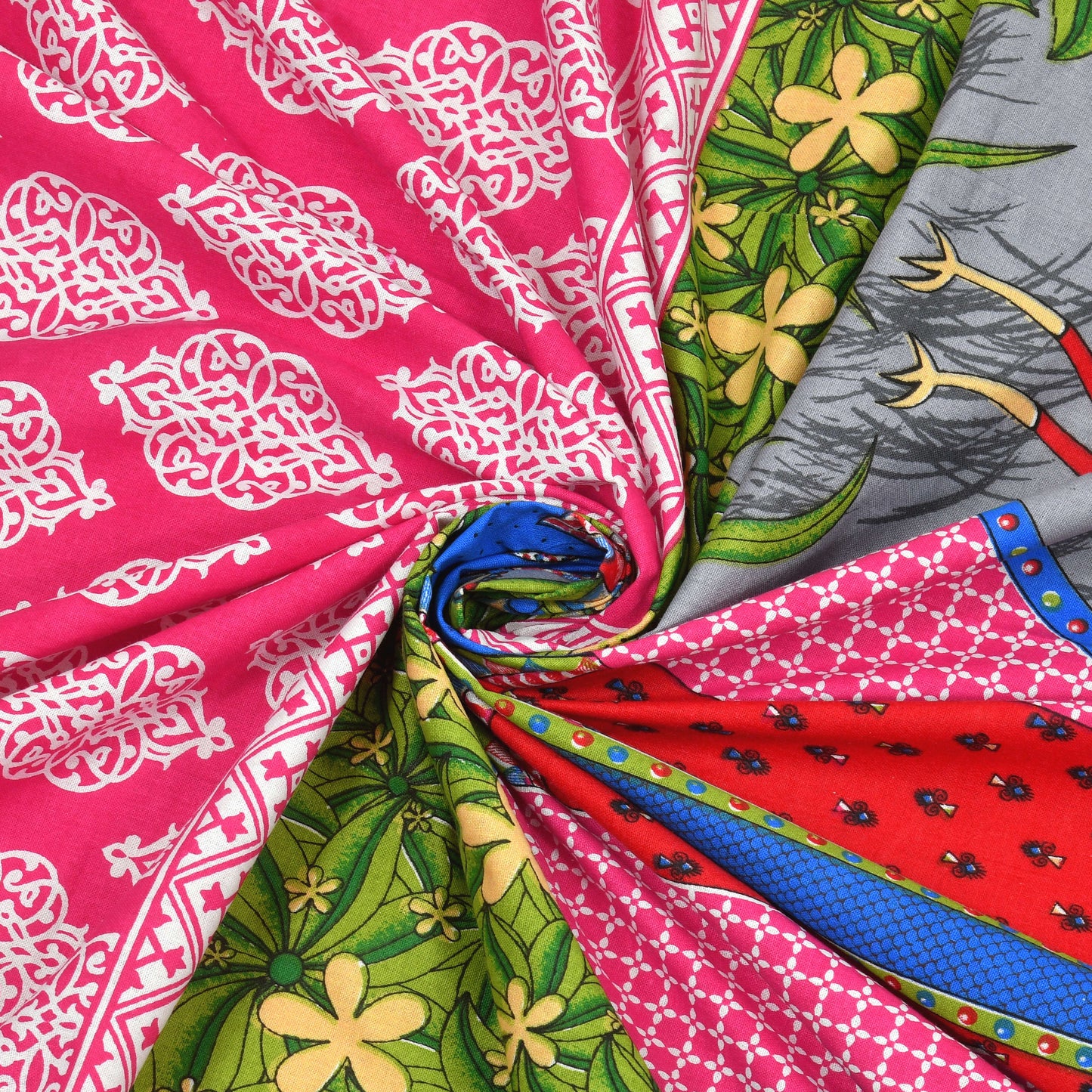 Jaipuri  Prints  Cotton Single Bedsheet (Pink)