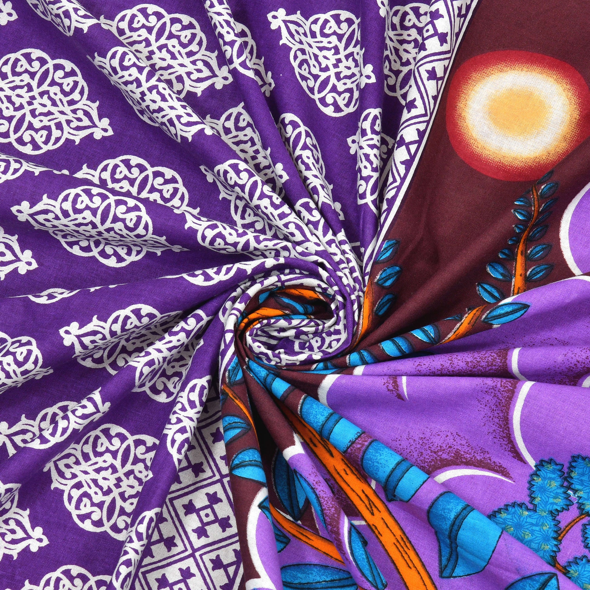Jaipuri  Prints  Cotton Single Bedsheet (Purpal)