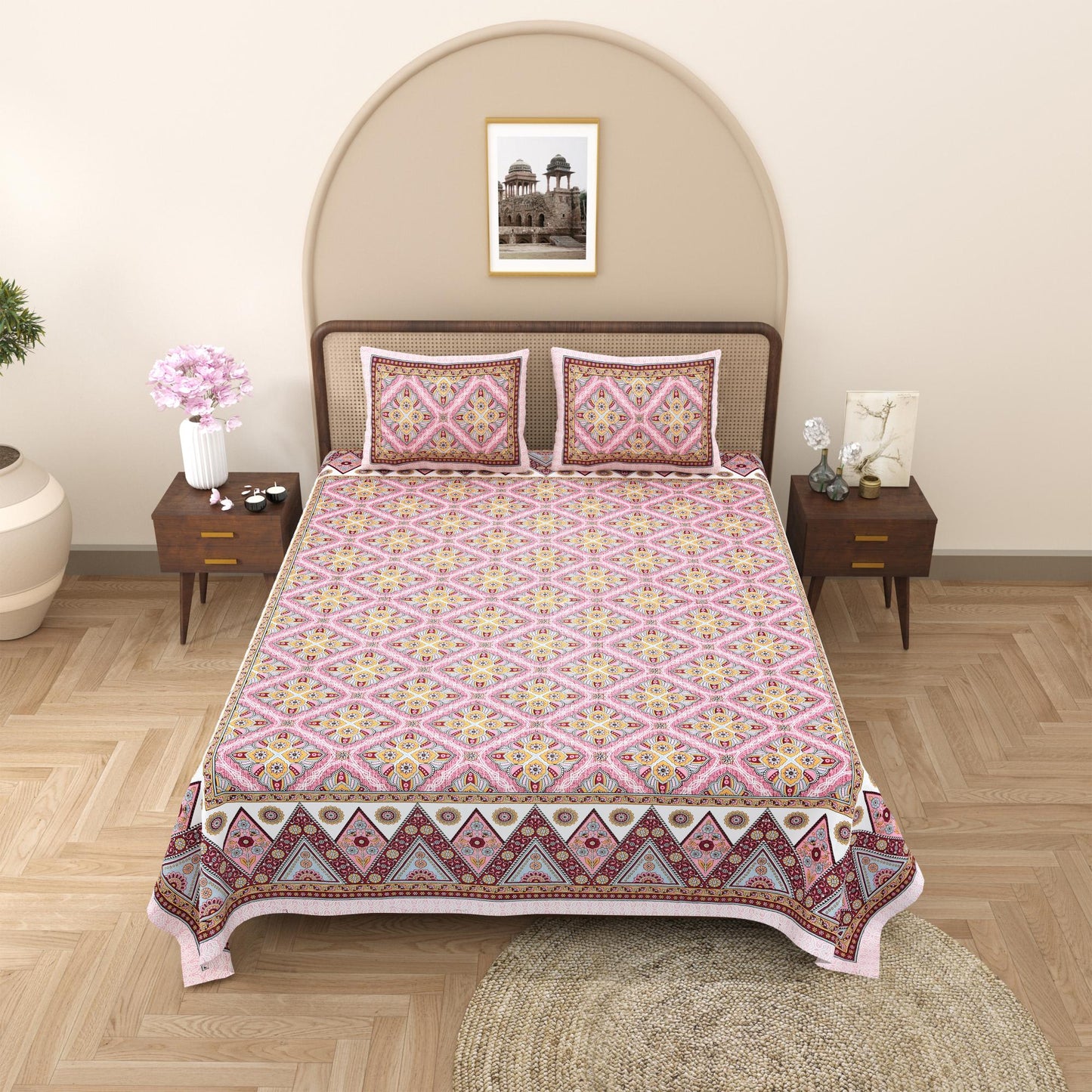 Rajasthan Royal Super Fine Cotton Block Print King Size Bedsheet
