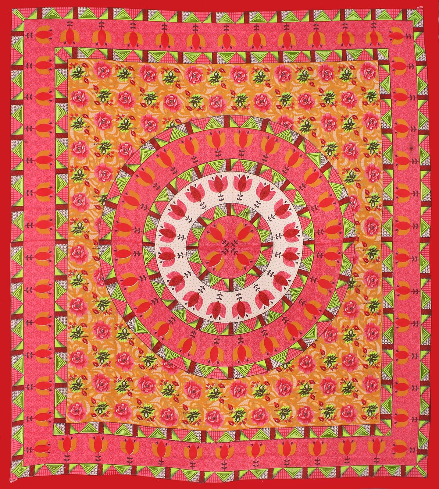 Cotton Printed Double Bedsheet (Red)