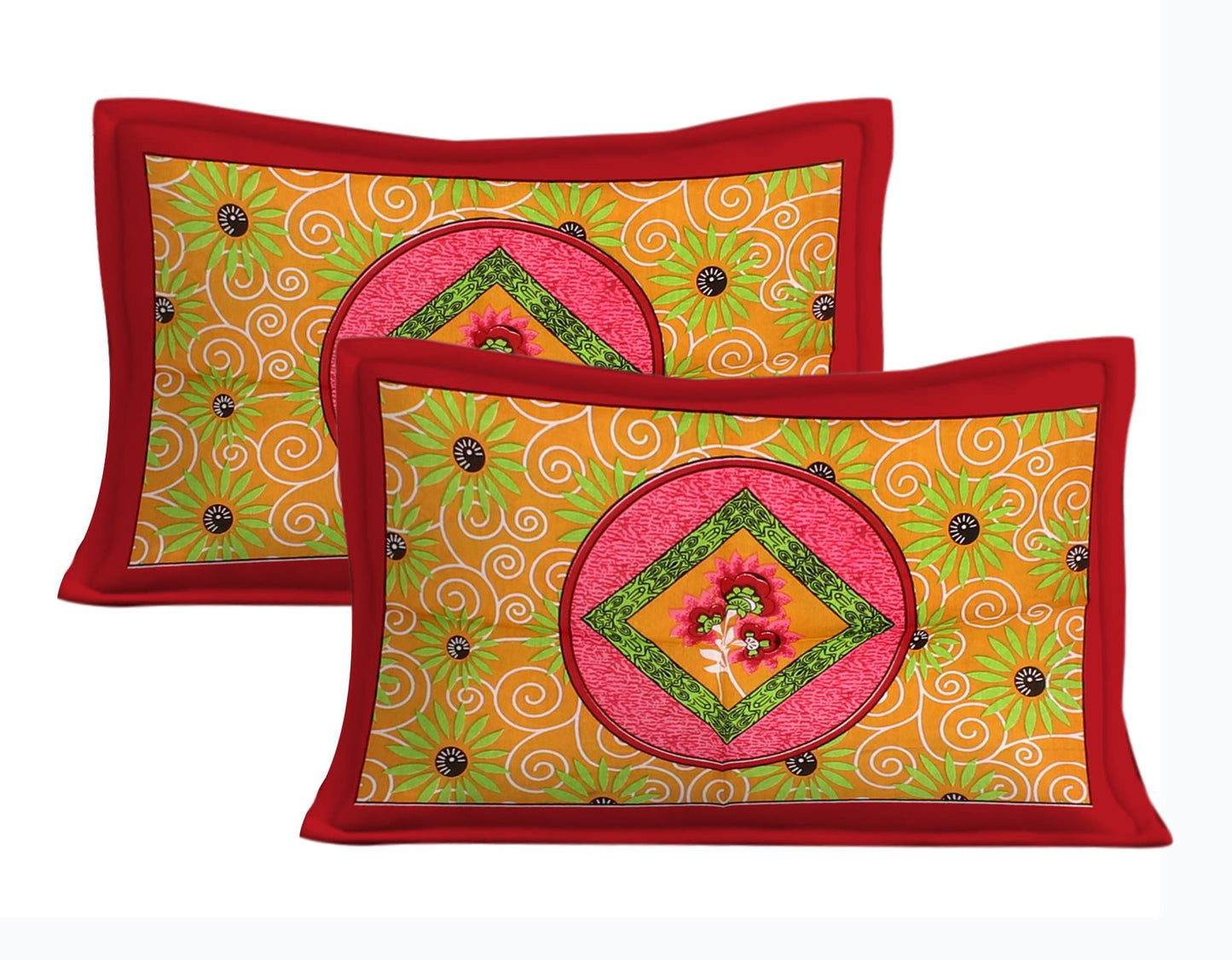 Cotton Printed Double Bedsheet (Red)