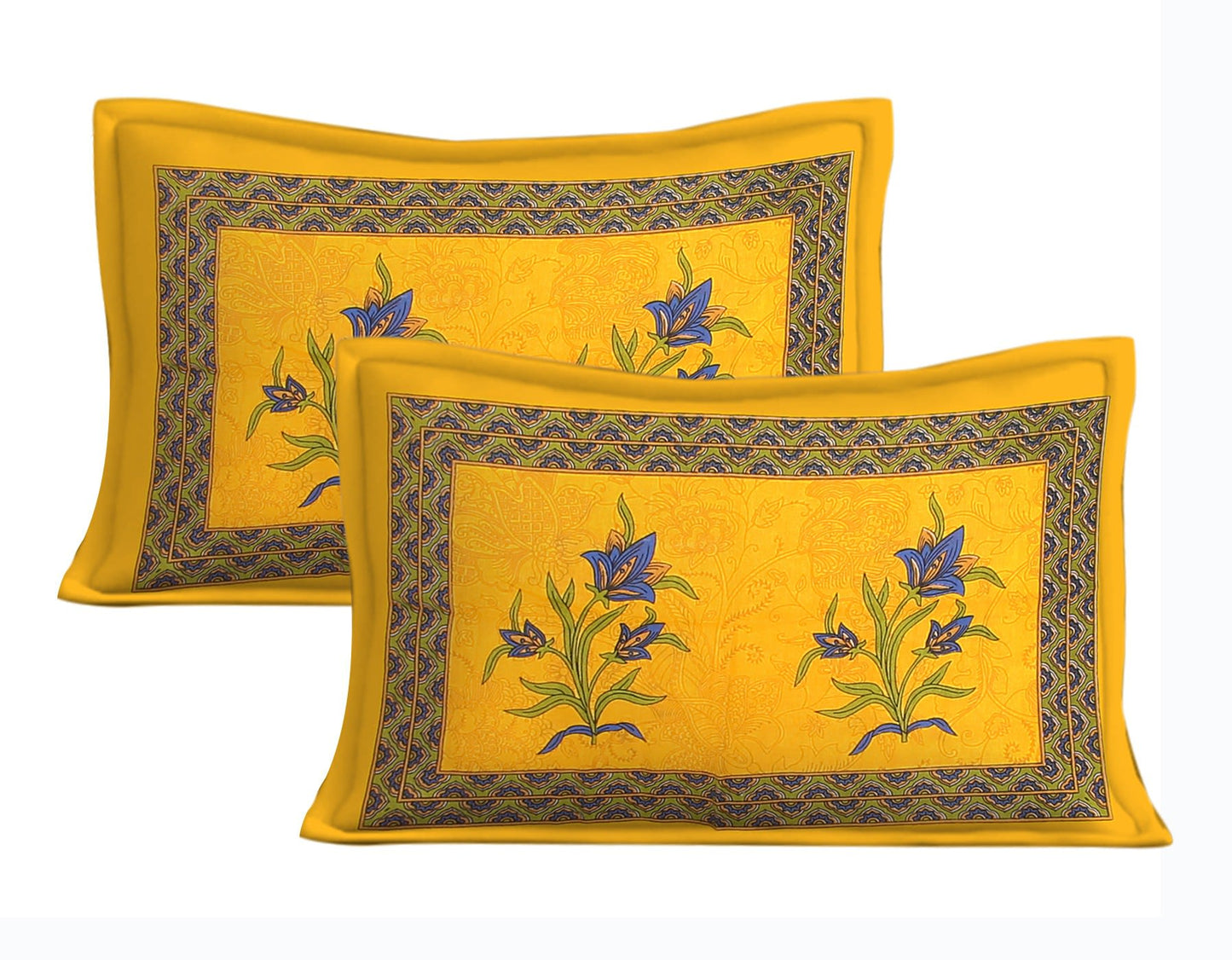 100% Cotton Printed Double Bedsheet (Yellow)