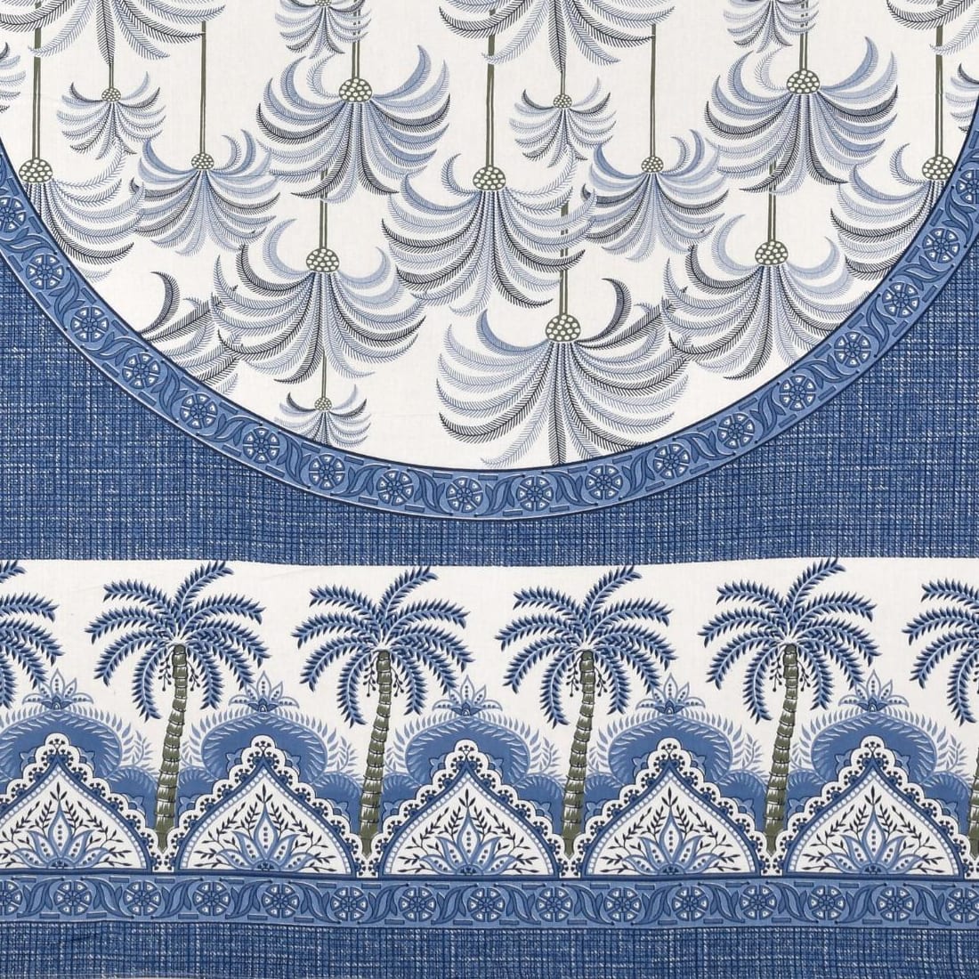 Khajoor print Cotton double bedsheet with 2  pillow cover Blue