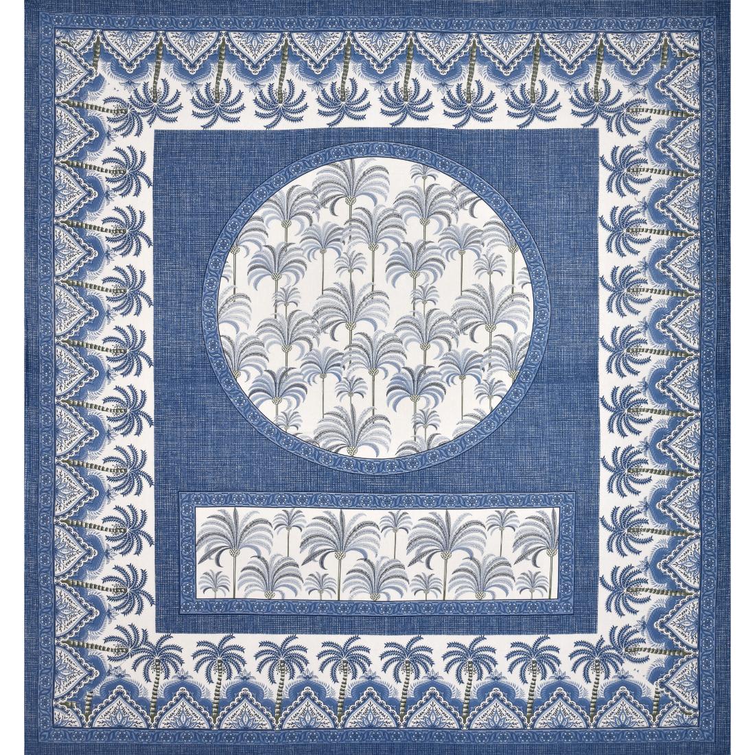 Khajoor print Cotton double bedsheet with 2  pillow cover Blue