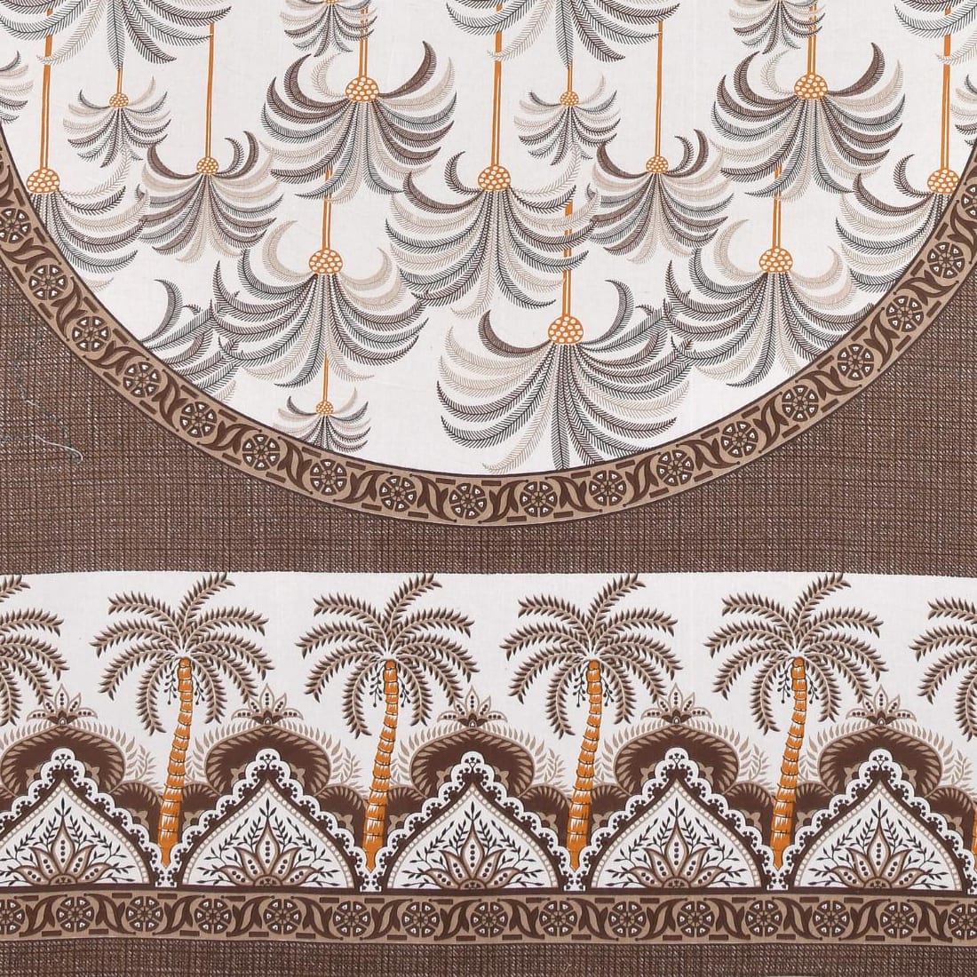 Khajoor print Cotton double bedsheet with 2  pillow cover Brown