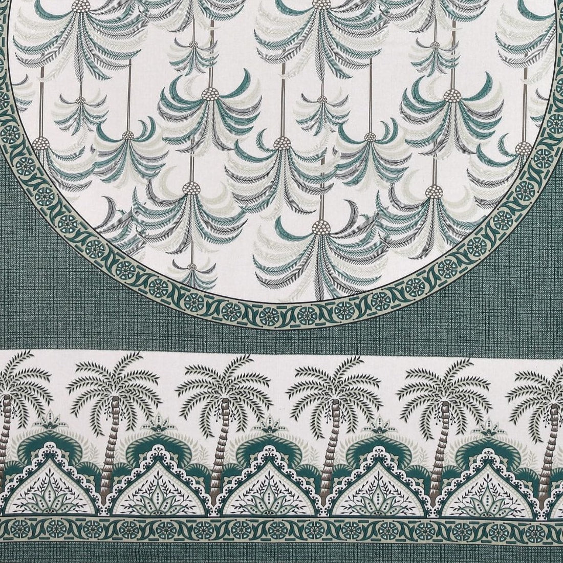 Khajoor print Cotton double bedsheet with 2  pillow cover Green