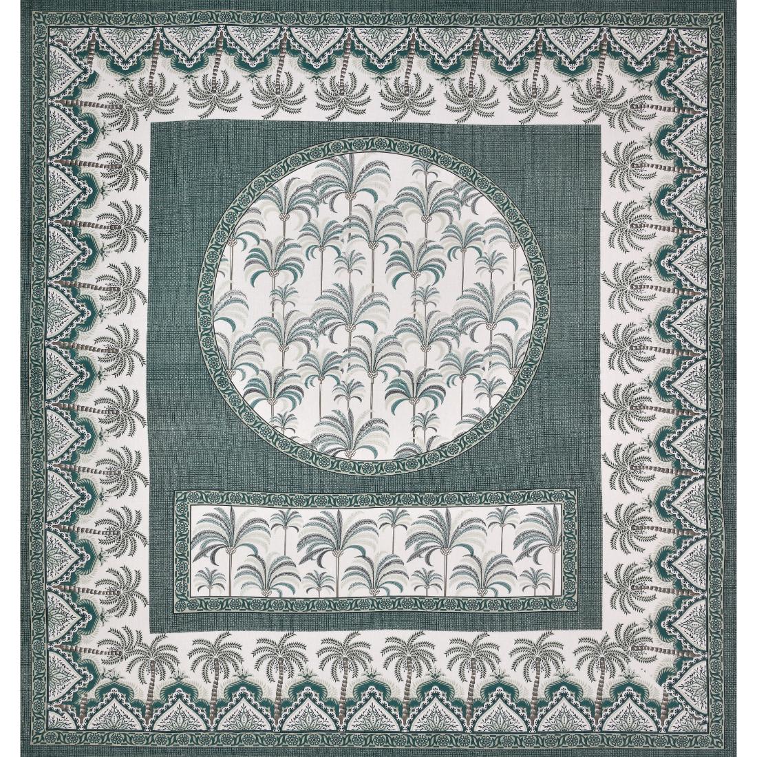 Khajoor print Cotton double bedsheet with 2  pillow cover Green