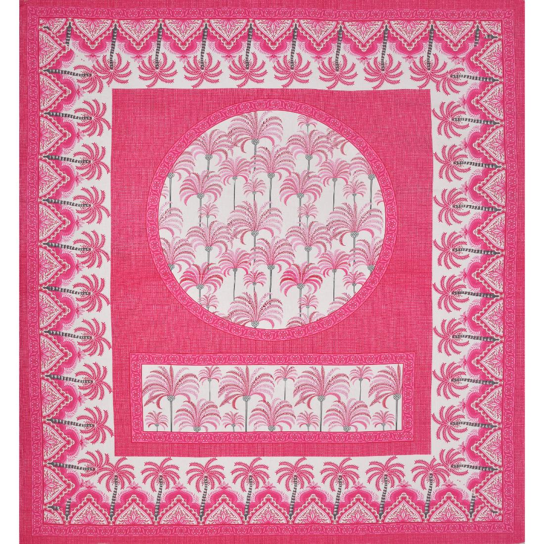 Khajoor print Cotton double bedsheet with 2  pillow cover Pink