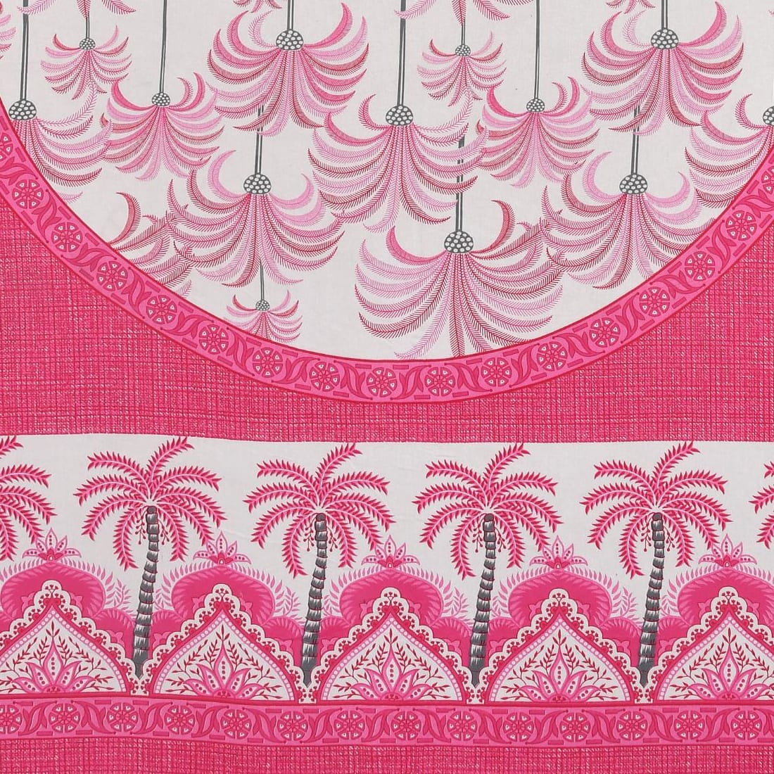Khajoor print Cotton double bedsheet with 2  pillow cover Pink