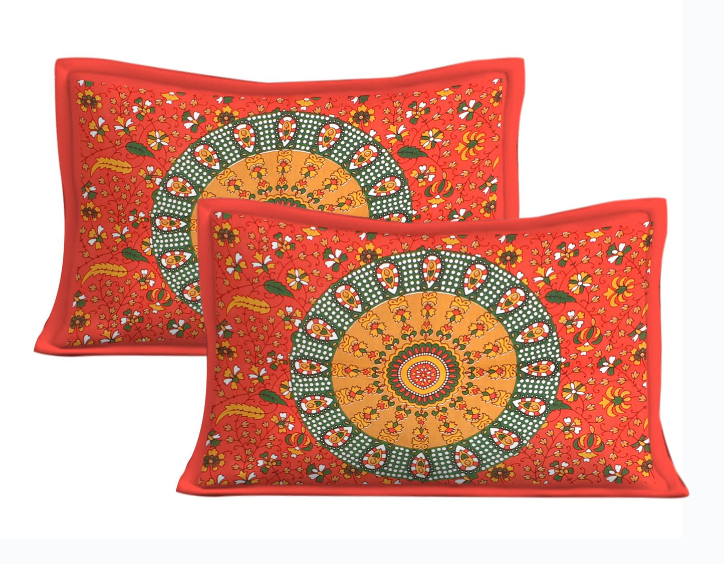 100% Cotton Printed Double Bedsheet (Red)