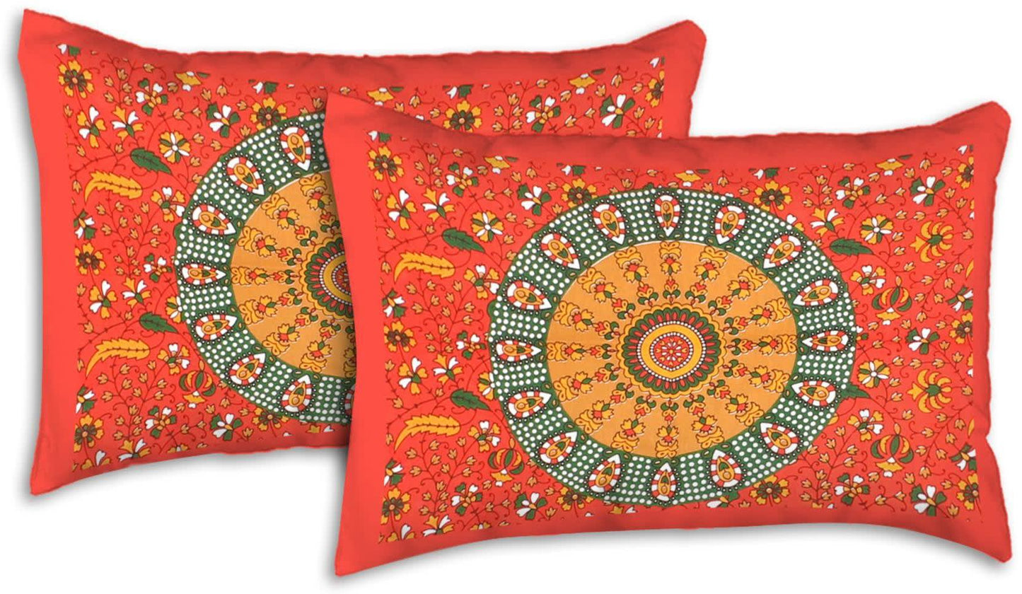 100% Cotton Printed Double Bedsheet (Red)