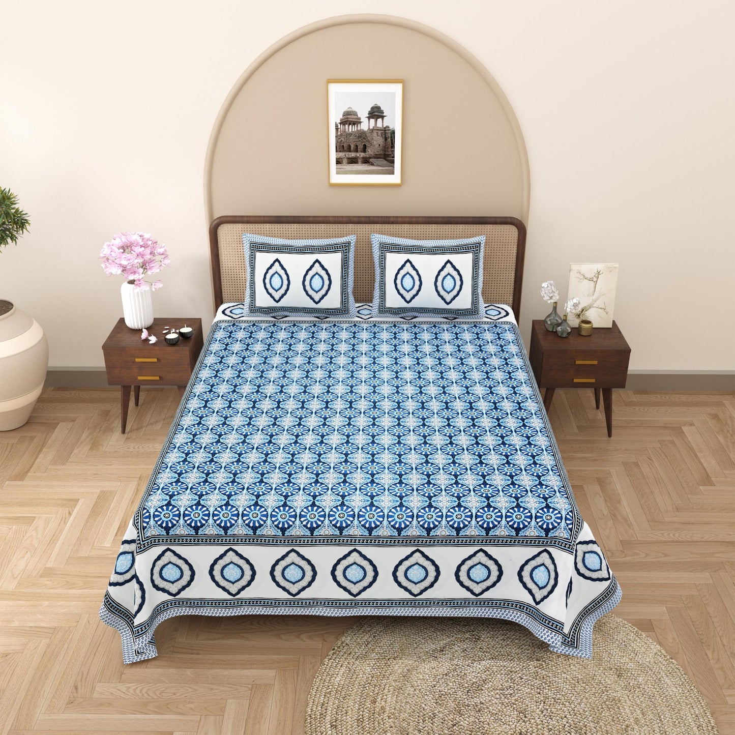 Rajasthan Royal Super Fine Cotton Block Print King Size Bedsheet