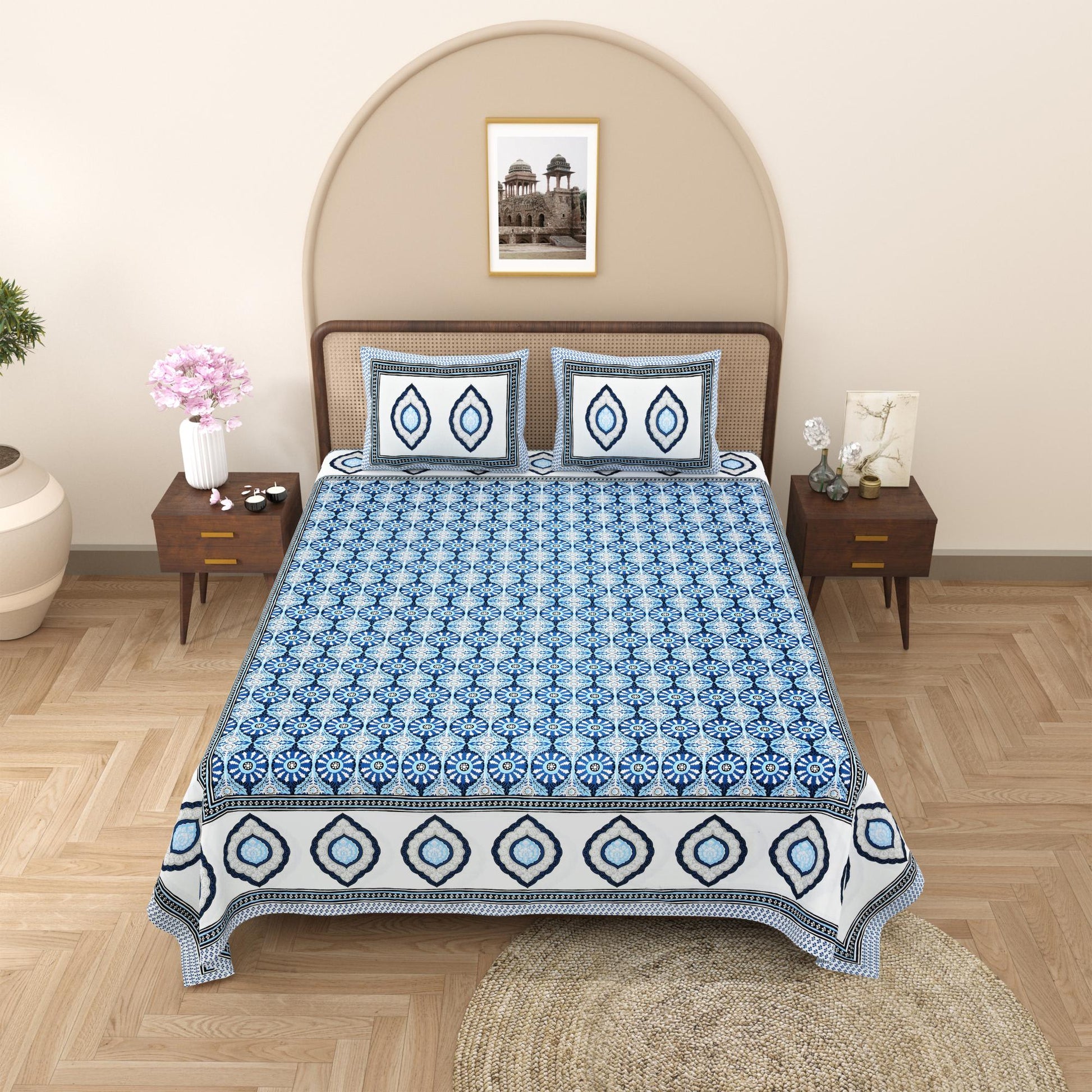 Rajasthan Royal Super Fine Cotton Block Print King Size Bedsheet
