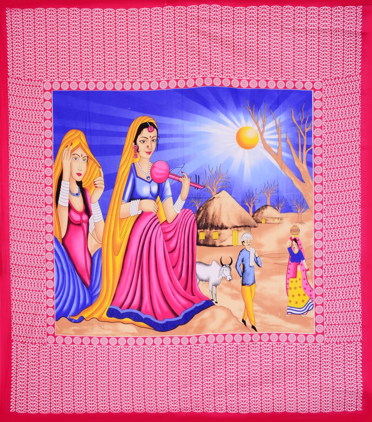 Jaipuri Prints Cotton Double Bedsheet (Pink)