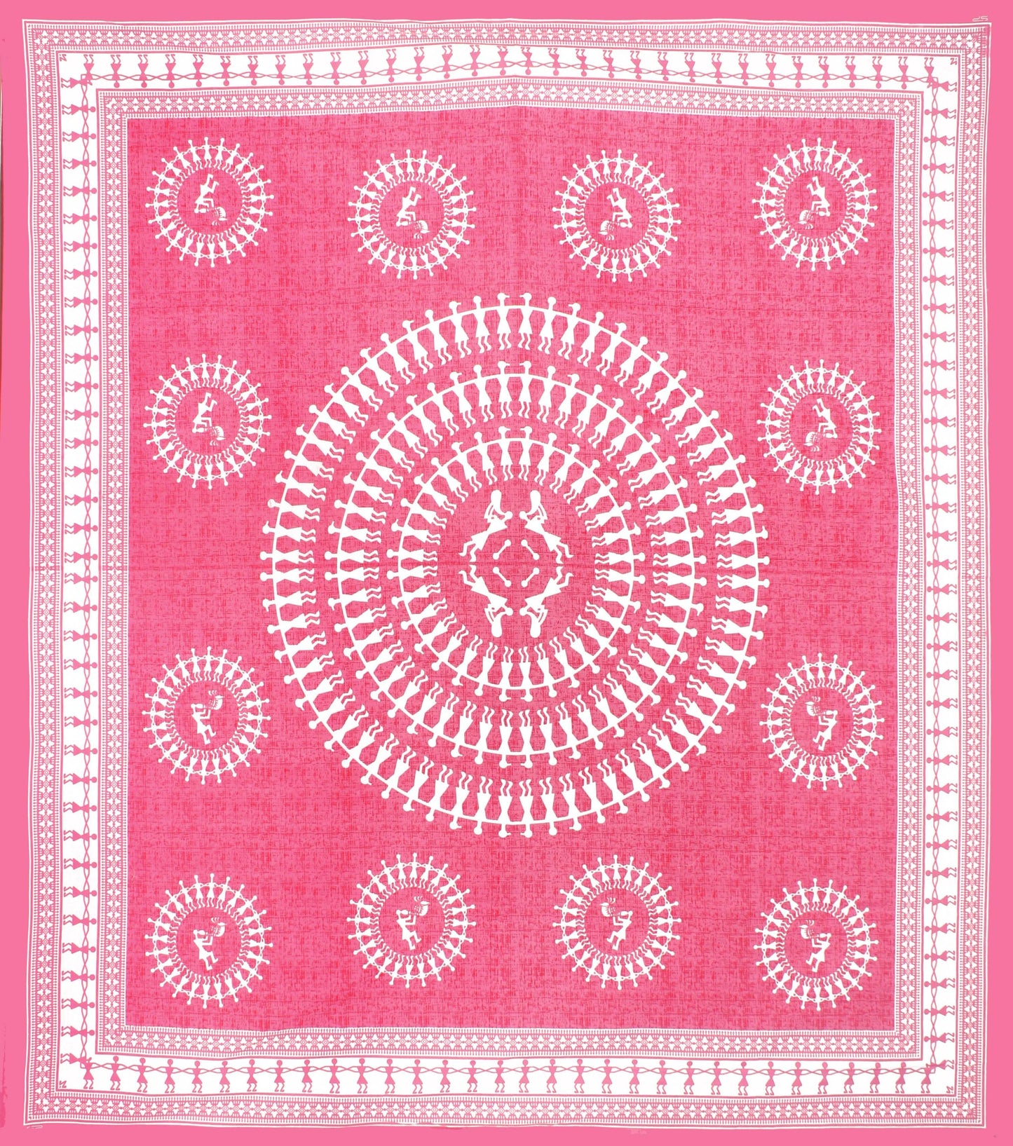 Jaipuri Prints Cotton Double Bedsheet (Pink)