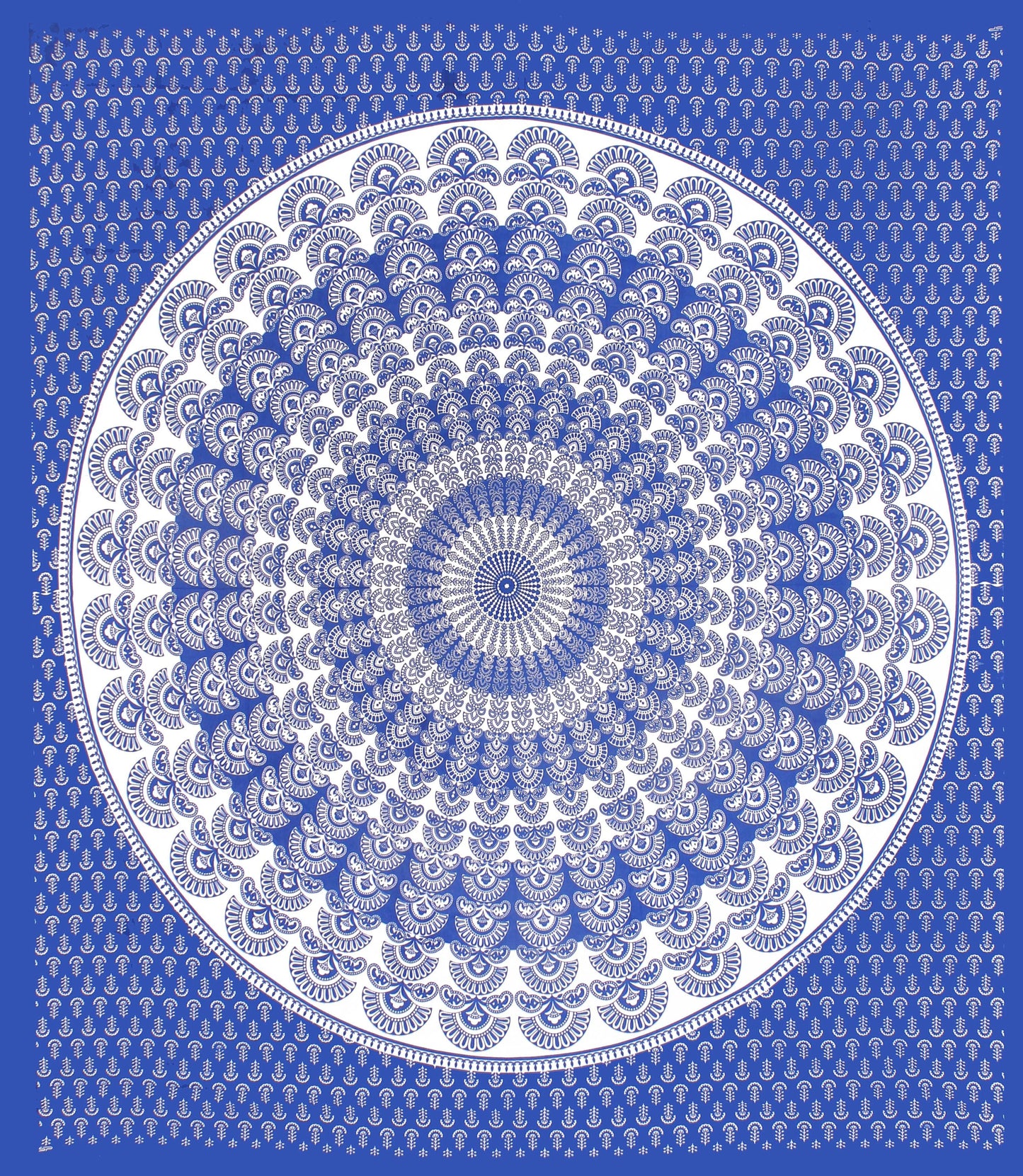 Cotton Printed Double Bedsheet (Blue)