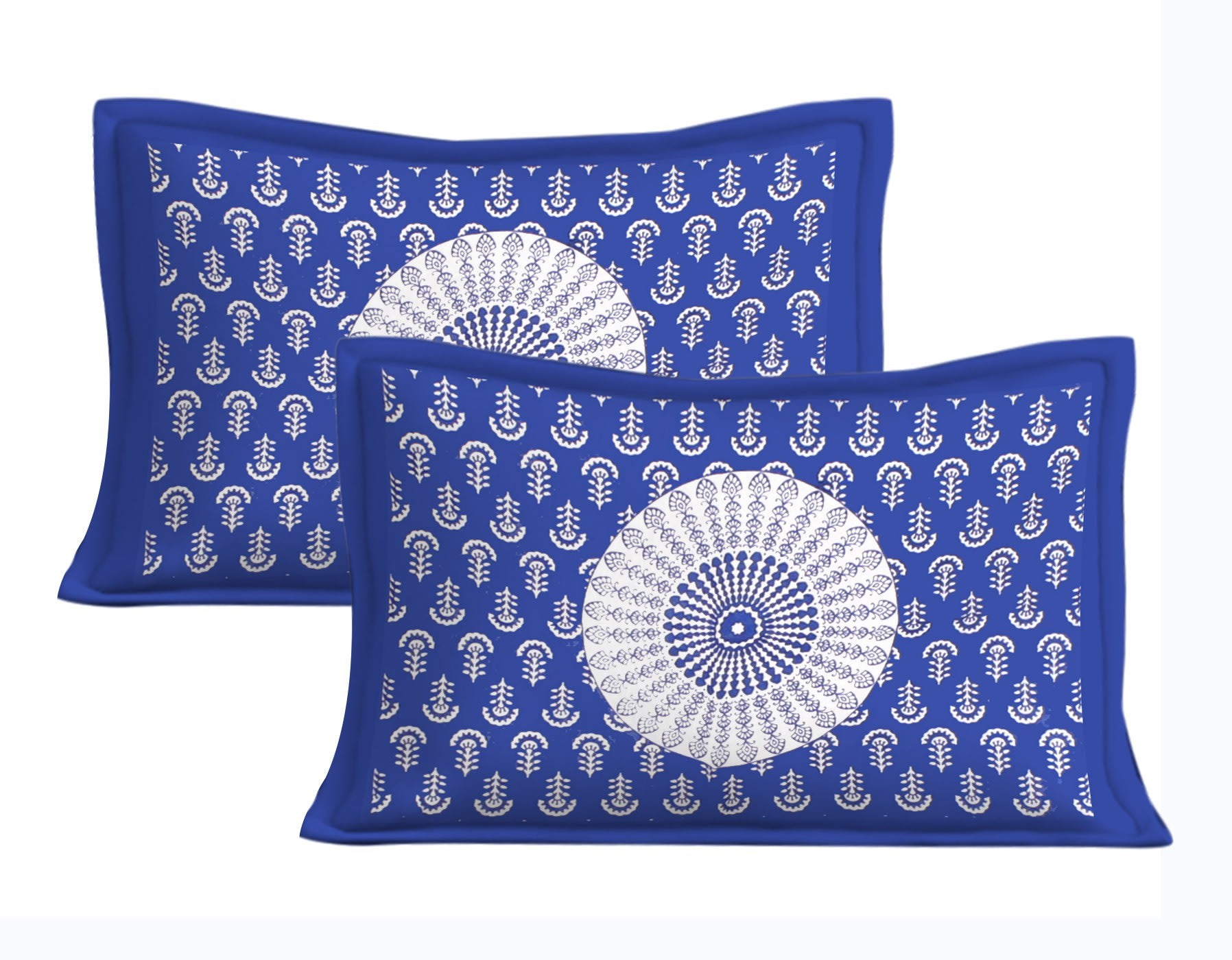 Cotton Printed Double Bedsheet (Blue)