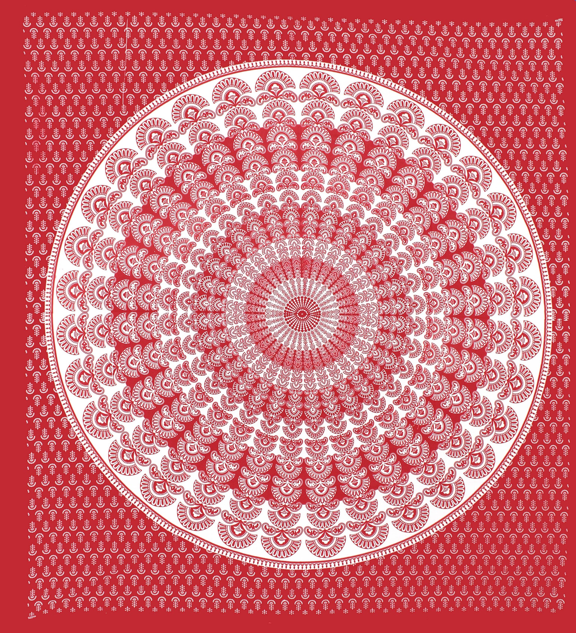 Cotton Printed Double Bedsheet (Red)