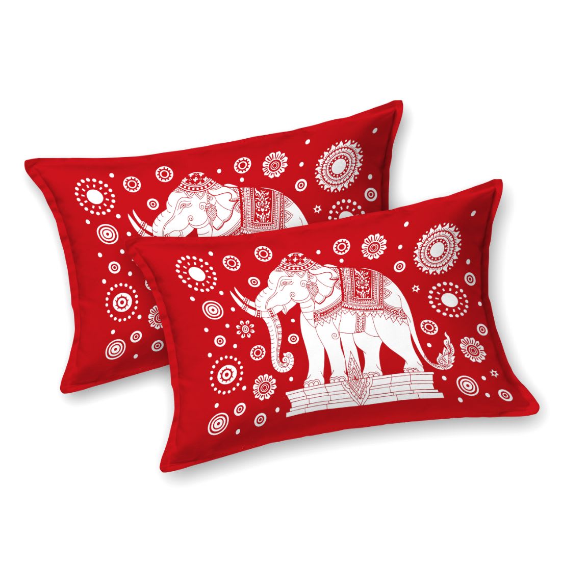 Rajasthani Elephant Printed Cotton Double Bed Sheet  with 2 Pillow Cover