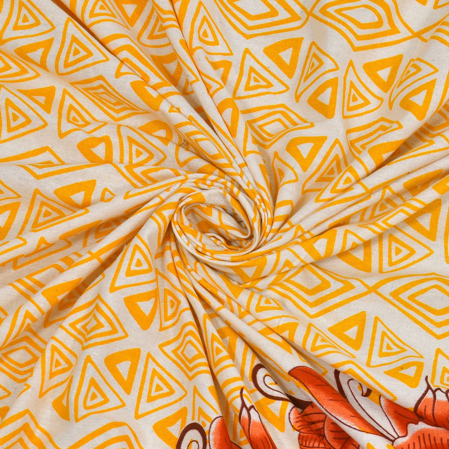 Floral Print Cotton Double Bed Sheet (Yellow)