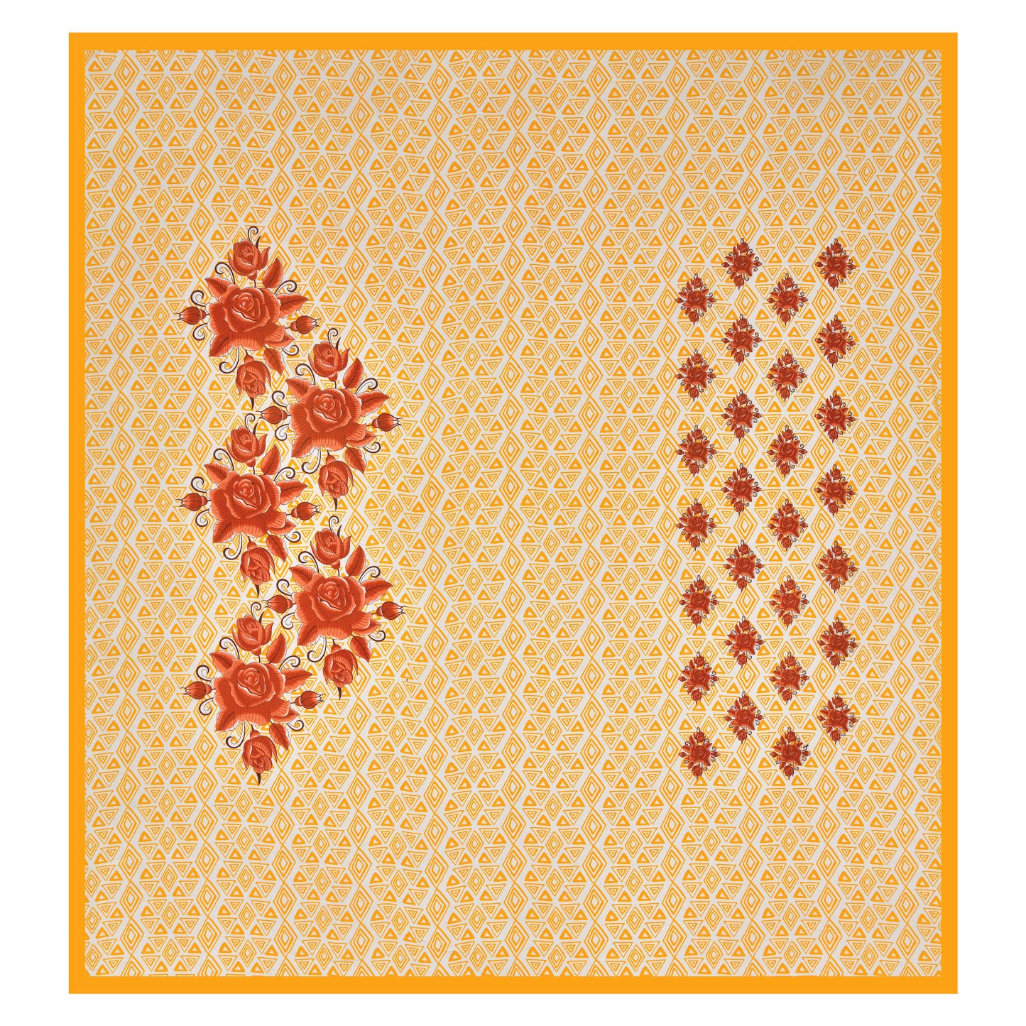 Floral Print Cotton Double Bed Sheet (Yellow)
