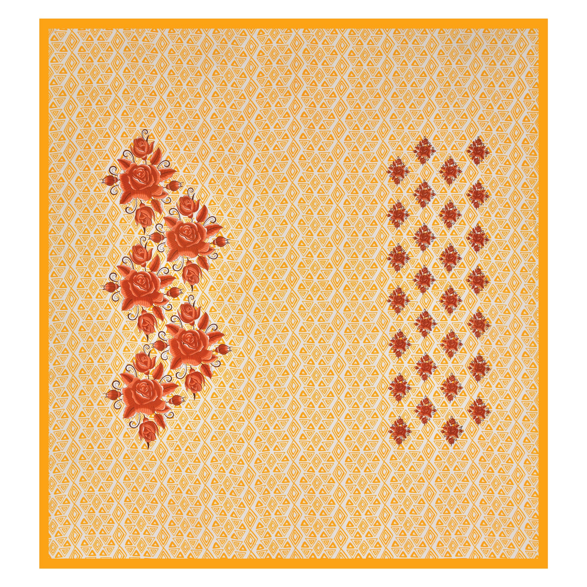 Floral Print Cotton Double Bed Sheet (Yellow)