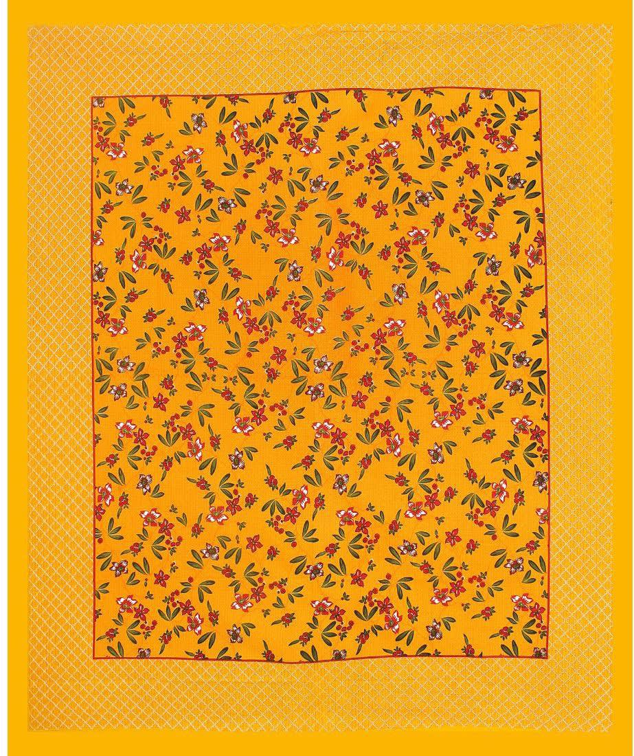 100% Cotton Floral Double Bedsheet (Yellow)
