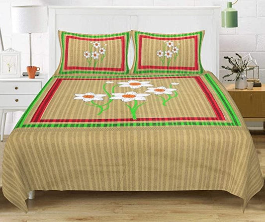 100% Cotton Printed Double Bedsheet (Brown)