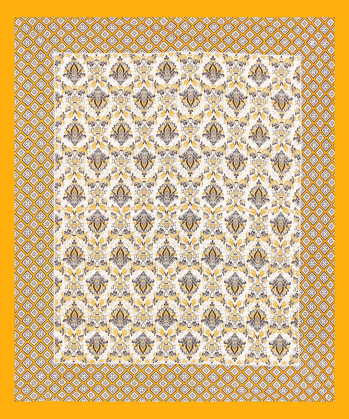 Jaipuri Prints Cotton Double Bedsheet (Yellow)