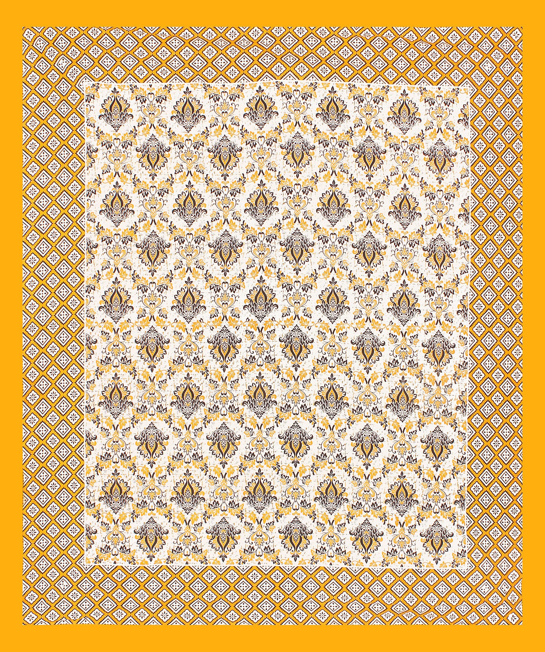 Jaipuri Prints Cotton Double Bedsheet (Yellow)