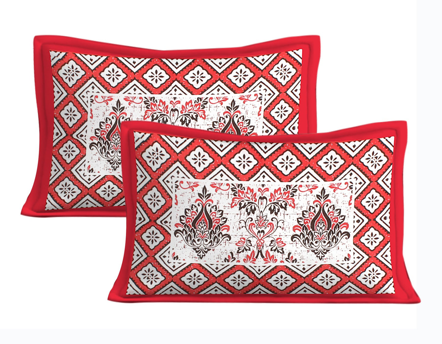 Cotton Printed Double Bedsheet (Red)