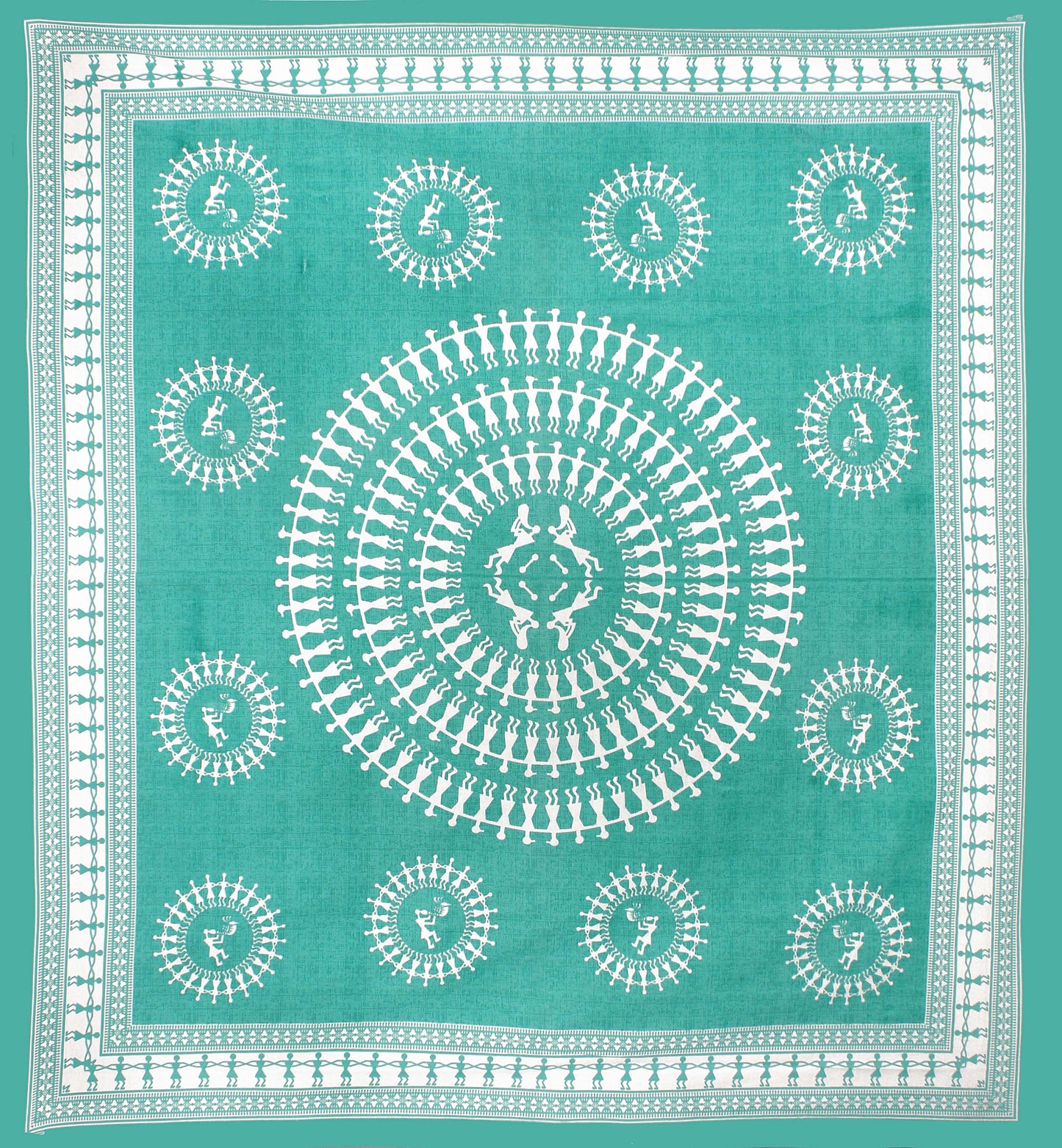 Jaipuri Prints Cotton Double Bedsheet (Green)