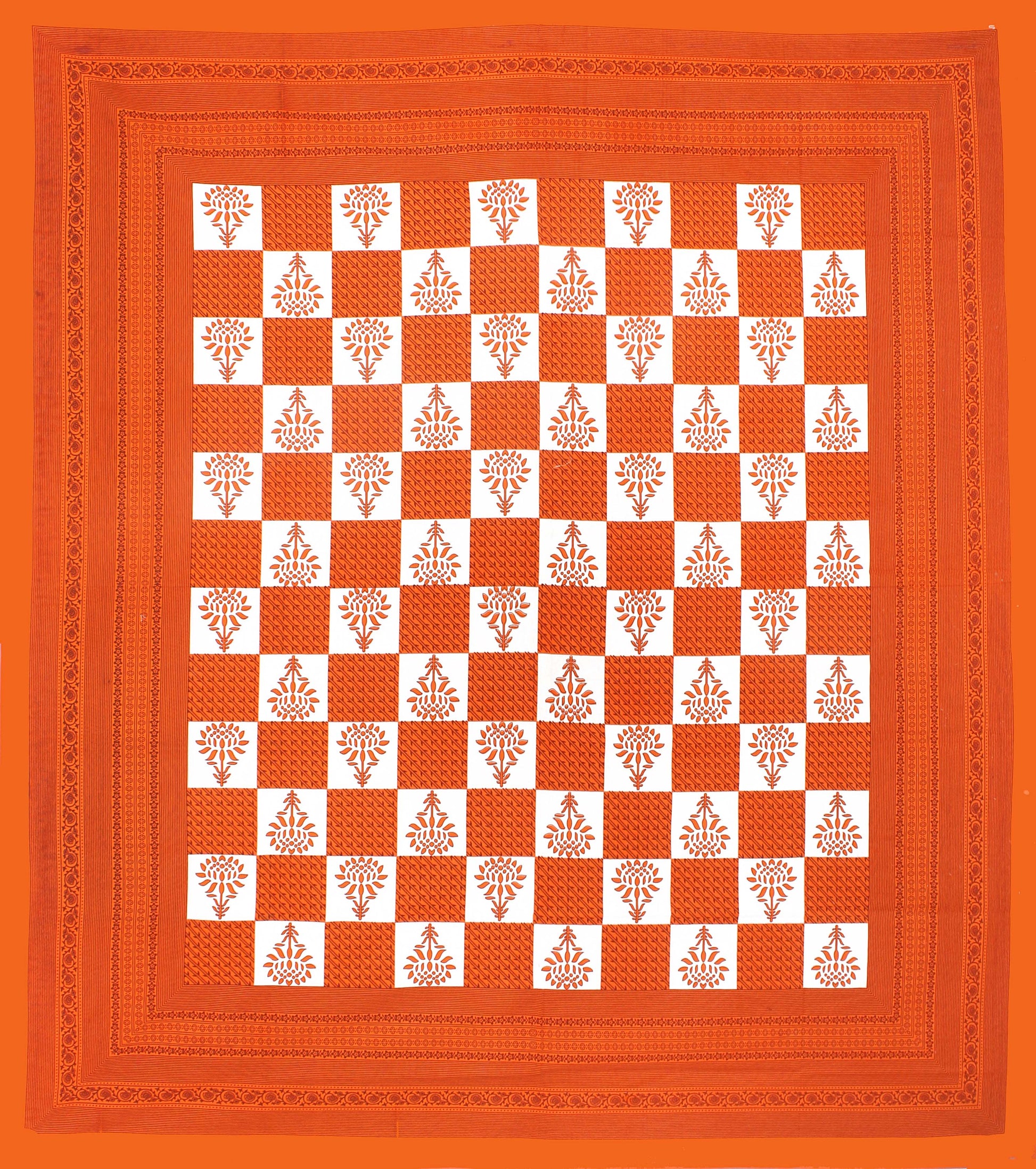 100% Cotton Printed Double Bedsheet (Orange)