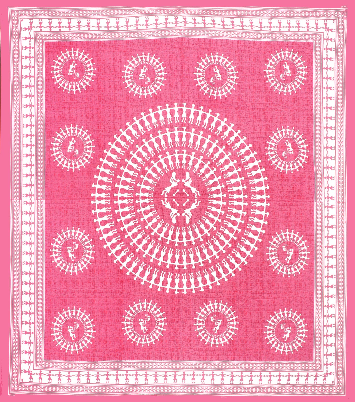 Jaipuri Prints Cotton Double Bedsheet (Pink)