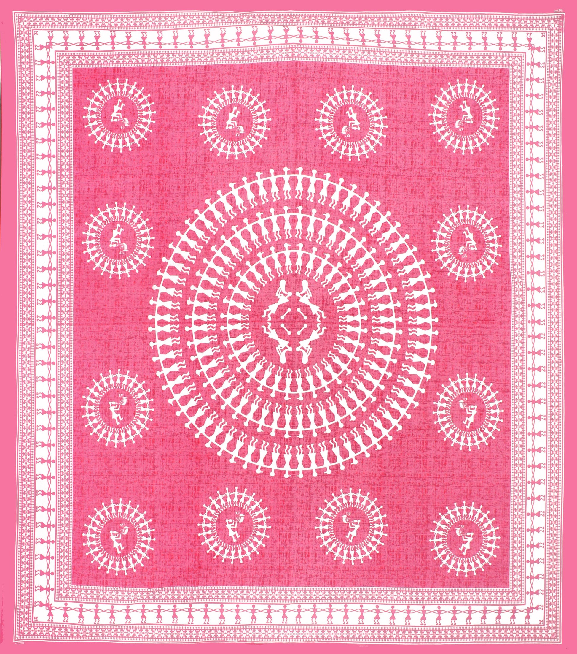 Jaipuri Prints Cotton Double Bedsheet (Pink)