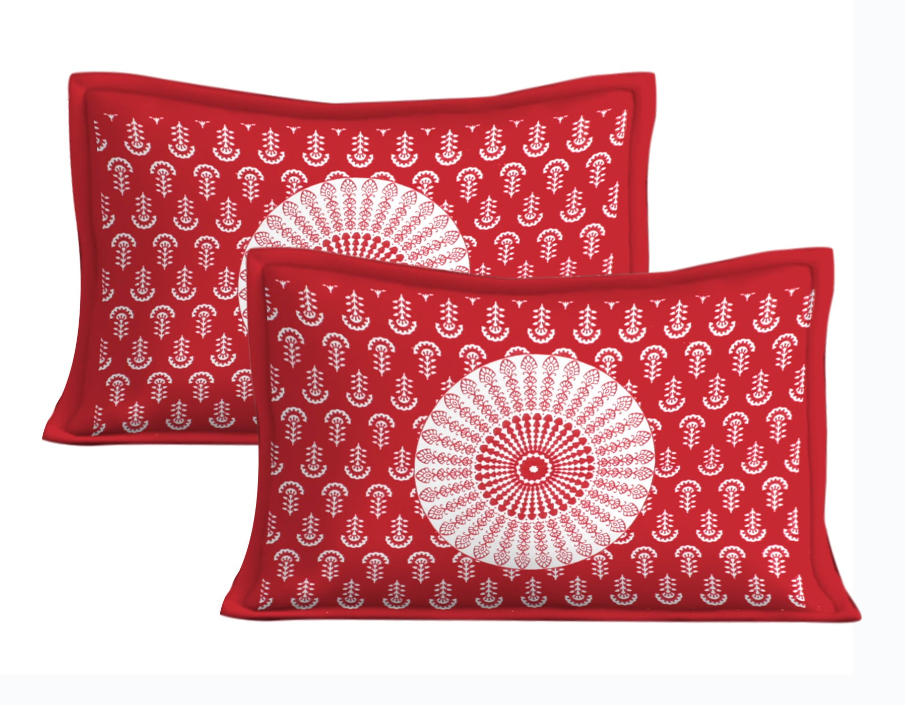 Cotton Printed Double Bedsheet (Red)