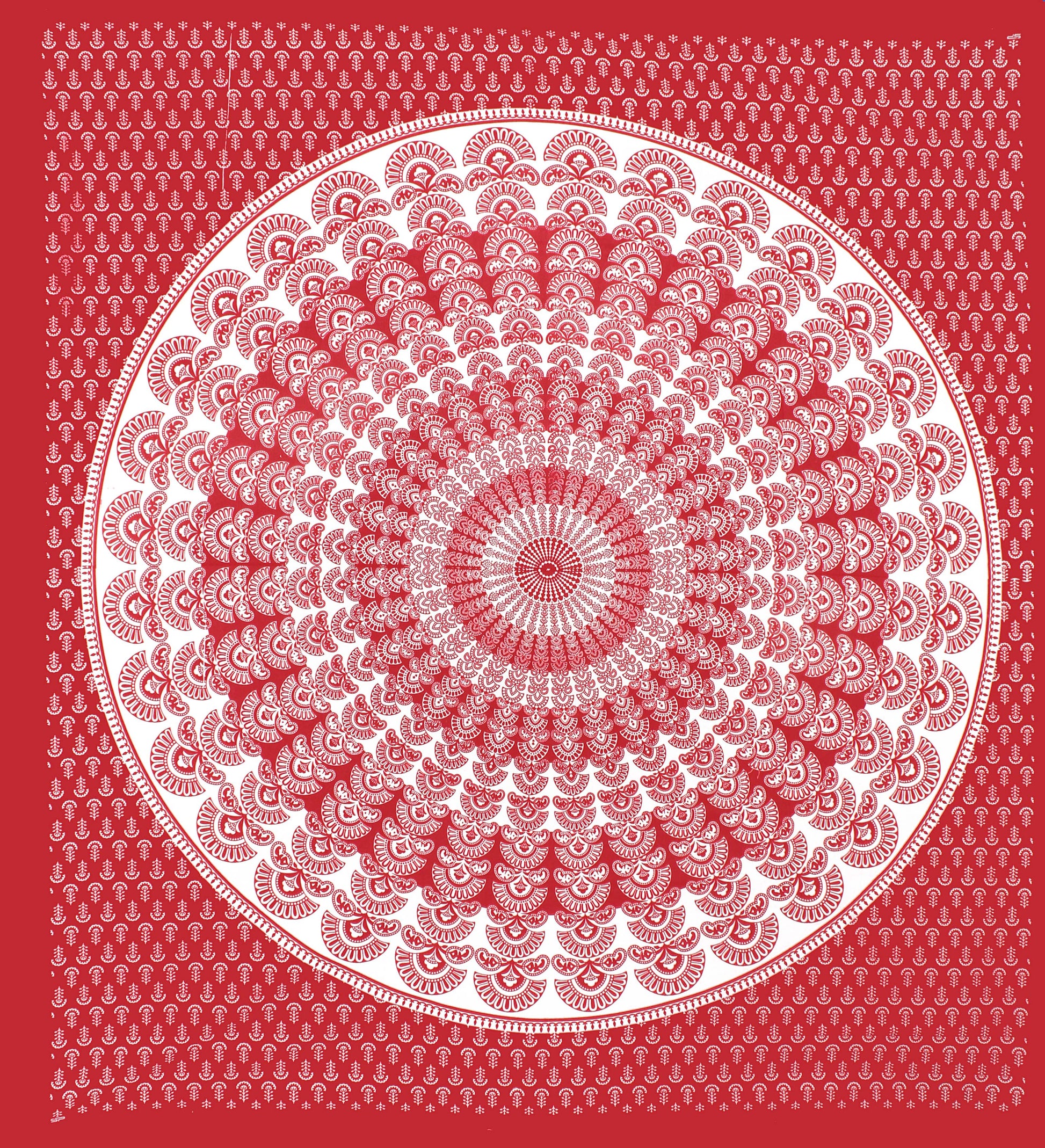 Cotton Printed Double Bedsheet (Red)