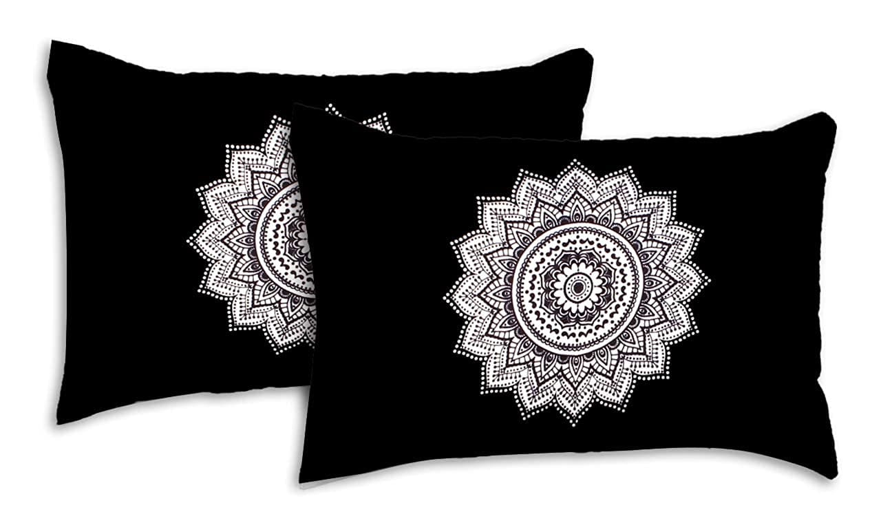Jaipuri Prints Cotton 100% King Bedsheet (Black)